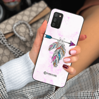 ETUI BLACK CASE GLASS NA TELEFON SAMSUNG GALAXY A02S PASTELOWE PIÓRO BOHO