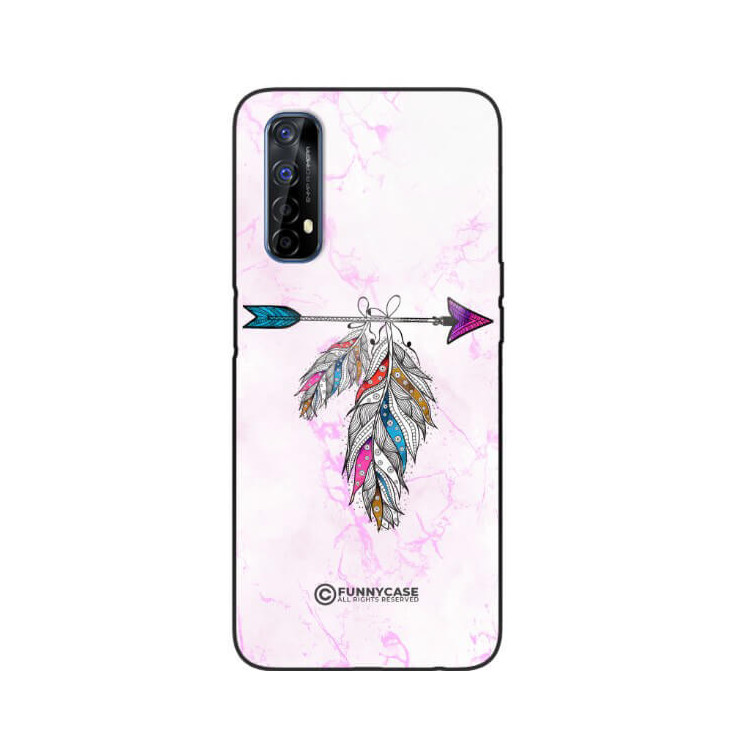 ETUI BLACK CASE GLASS NA TELEFON REALME 7 PASTELOWE PIÓRO BOHO