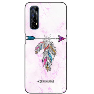 ETUI BLACK CASE GLASS NA TELEFON REALME 7 PASTELOWE PIÓRO BOHO