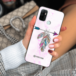 ETUI BLACK CASE GLASS NA TELEFON OPPO A33 PASTELOWE PIÓRO BOHO