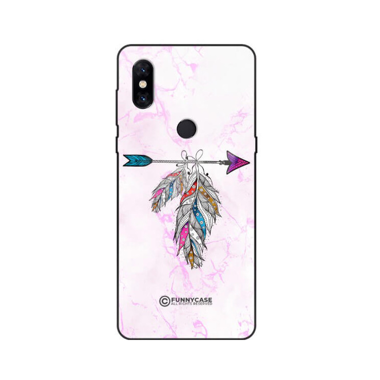 ETUI BLACK CASE GLASS NA TELEFON XIAOMI Mi MIX 3 PASTELOWE PIÓRO BOHO