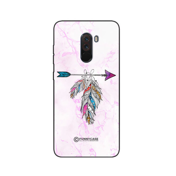 ETUI BLACK CASE GLASS NA TELEFON XIAOMI POCO F1 PASTELOWE PIÓRO BOHO