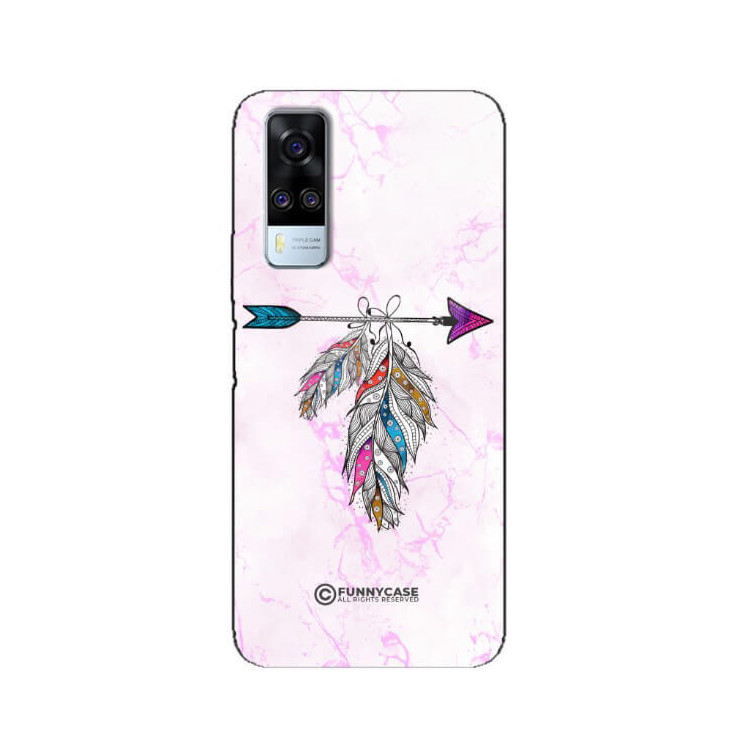 ETUI BLACK CASE GLASS NA TELEFON VIVO Y51 2020 PASTELOWE PIÓRO BOHO