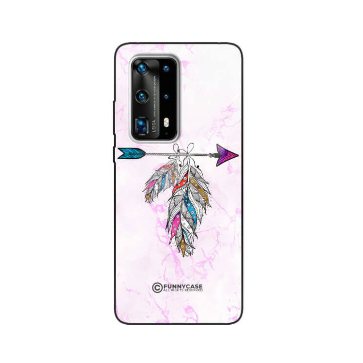 ETUI BLACK CASE GLASS NA TELEFON HUAWEI P40 PRO PLUS PASTELOWE PIÓRO BOHO