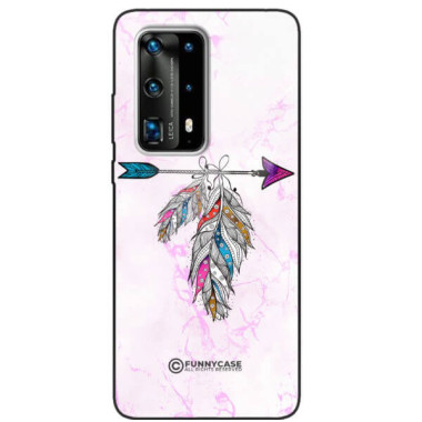 ETUI BLACK CASE GLASS NA TELEFON HUAWEI P40 PRO PLUS PASTELOWE PIÓRO BOHO