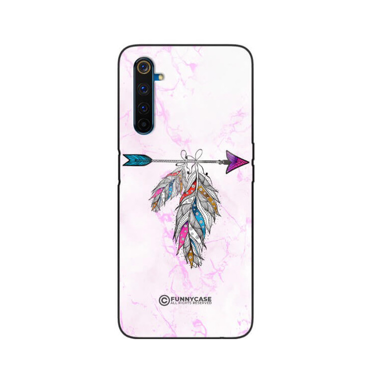 ETUI BLACK CASE GLASS NA TELEFON REALME 6 PRO PASTELOWE PIÓRO BOHO