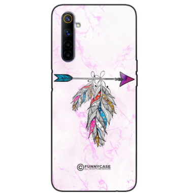 ETUI BLACK CASE GLASS NA TELEFON REALME 6 PASTELOWE PIÓRO BOHO