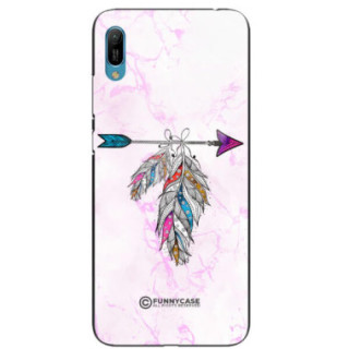 ETUI BLACK CASE GLASS NA TELEFON HUAWEI Y6 2019 PASTELOWE PIÓRO BOHO