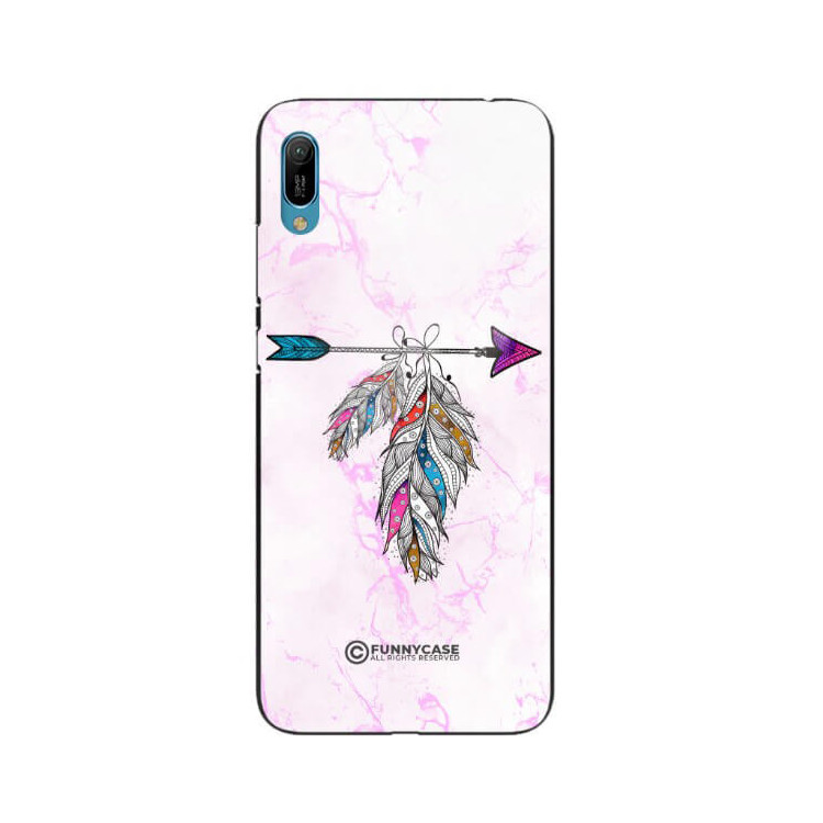 ETUI BLACK CASE GLASS NA TELEFON HUAWEI Y6 2019 PASTELOWE PIÓRO BOHO