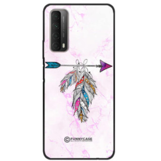 ETUI BLACK CASE GLASS NA TELEFON HUAWEI P SMART 2021 / Y7a PASTELOWE PIÓRO BOHO