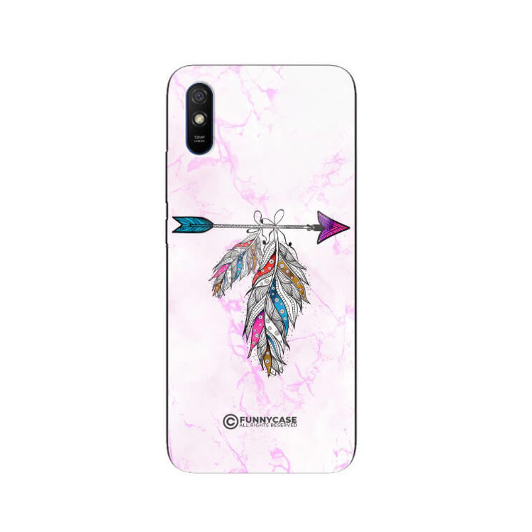 ETUI BLACK CASE GLASS NA TELEFON XIAOMI REDMI 9A PASTELOWE PIÓRO BOHO