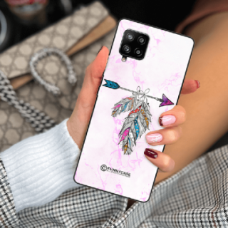 ETUI BLACK CASE GLASS NA TELEFON SAMSUNG GALAXY A42 5G PASTELOWE PIÓRO BOHO