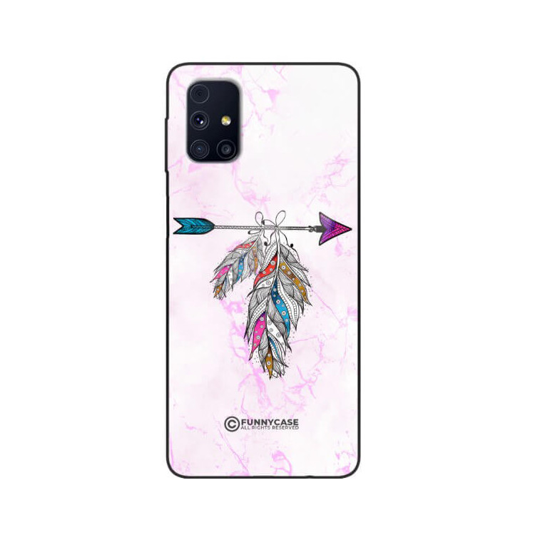 ETUI BLACK CASE GLASS NA TELEFON SAMSUNG GALAXY M31S PASTELOWE PIÓRO BOHO