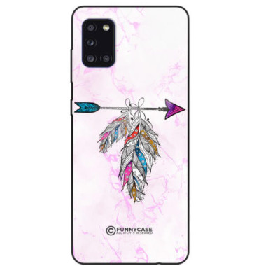 ETUI BLACK CASE GLASS NA TELEFON SAMSUNG GALAXY A31 PASTELOWE PIÓRO BOHO