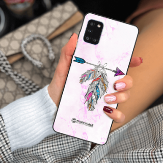 ETUI BLACK CASE GLASS NA TELEFON SAMSUNG GALAXY A31 PASTELOWE PIÓRO BOHO