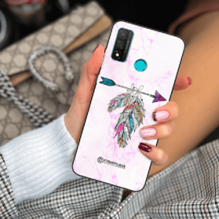 ETUI BLACK CASE GLASS NA TELEFON HUAWEI P SMART 2020 PASTELOWE PIÓRO BOHO