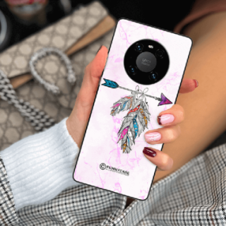 ETUI BLACK CASE GLASS NA TELEFON HUAWEI MATE 40 PRO PASTELOWE PIÓRO BOHO