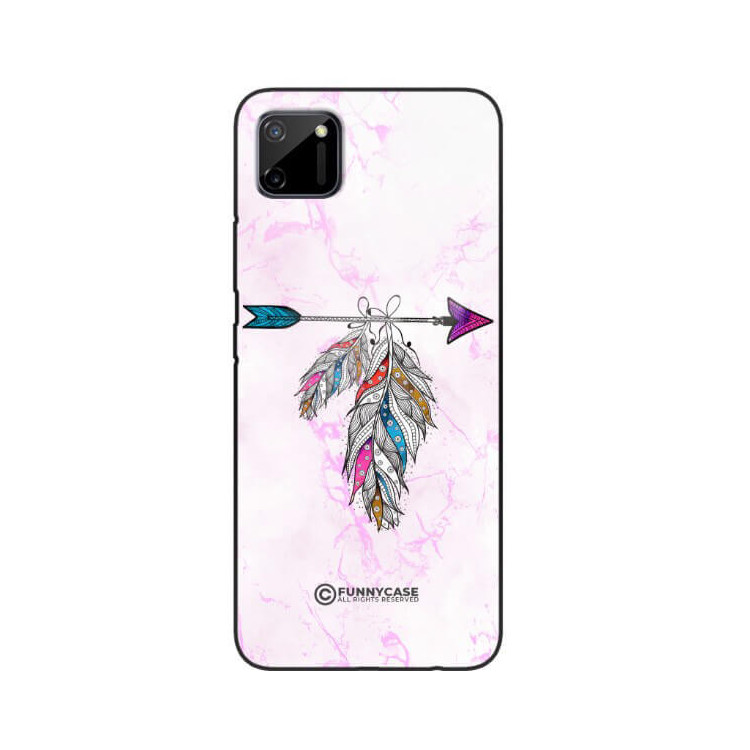 ETUI BLACK CASE GLASS NA TELEFON REALME C11 PASTELOWE PIÓRO BOHO