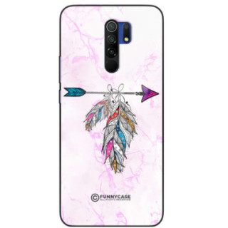 ETUI BLACK CASE GLASS NA TELEFON XIAOMI REDMI 9 PASTELOWE PIÓRO BOHO