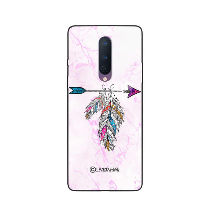 ETUI BLACK CASE GLASS NA TELEFON ONEPLUS 8 PASTELOWE PIÓRO BOHO