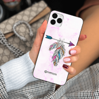 ETUI BLACK CASE GLASS NA TELEFON APPLE IPHONE 11 PRO PASTELOWE PIÓRO BOHO