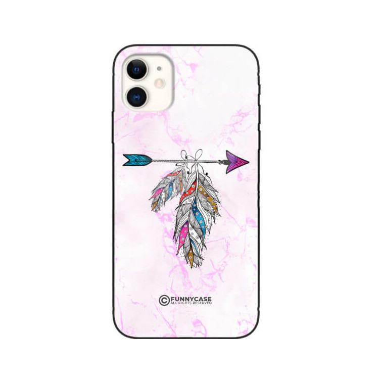 ETUI BLACK CASE GLASS NA TELEFON APPLE IPHONE 11 PASTELOWE PIÓRO BOHO