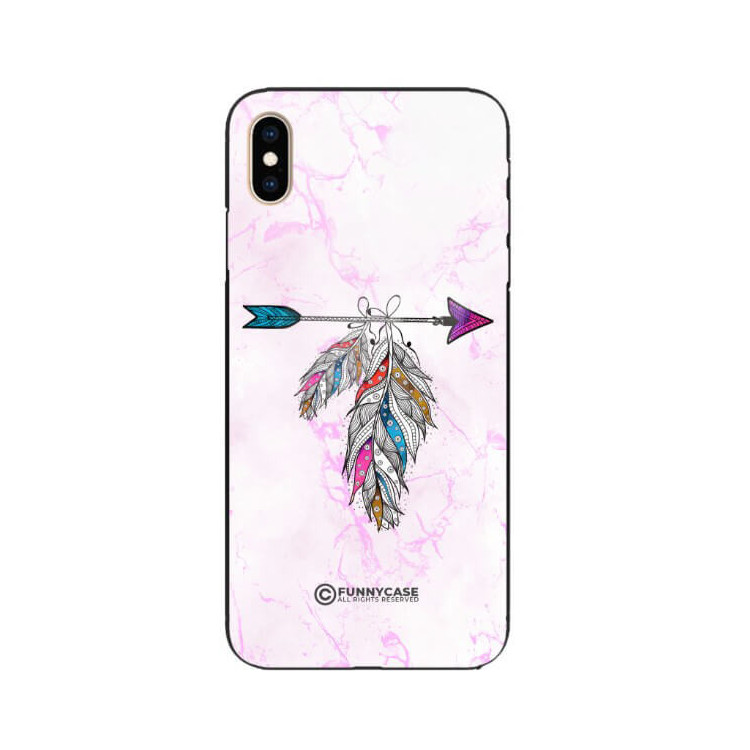 ETUI BLACK CASE GLASS NA TELEFON APPLE IPHONE XS MAX PASTELOWE PIÓRO BOHO