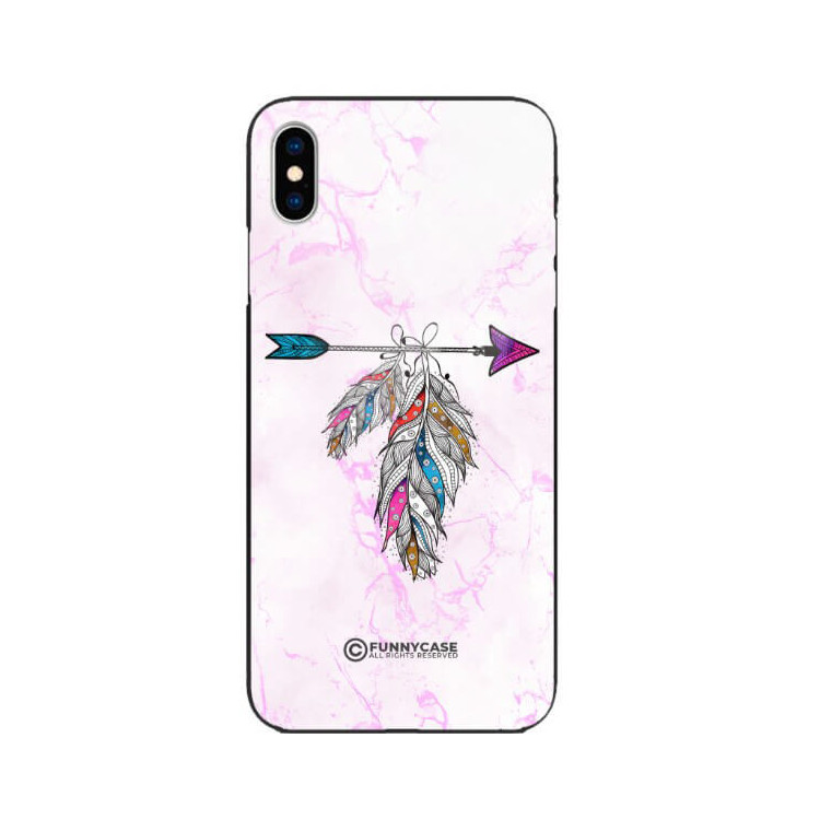 ETUI BLACK CASE GLASS NA TELEFON APPLE IPHONE XS PASTELOWE PIÓRO BOHO