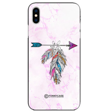 ETUI BLACK CASE GLASS NA TELEFON APPLE IPHONE XS PASTELOWE PIÓRO BOHO