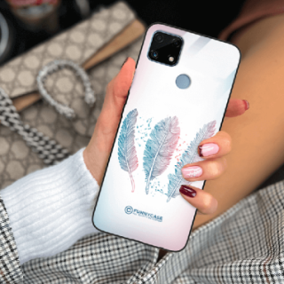 ETUI BLACK CASE GLASS NA TELEFON REALME C25 PIÓRA BOHO