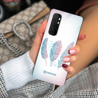 ETUI BLACK CASE GLASS NA TELEFON XIAOMI Mi NOTE 10 LITE PIÓRA BOHO