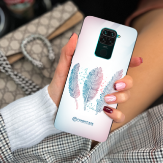 ETUI BLACK CASE GLASS NA TELEFON XIAOMI REDMI NOTE 9 / 10X 4G PIÓRA BOHO