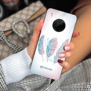 ETUI BLACK CASE GLASS NA TELEFON HUAWEI Y9A PIÓRA BOHO