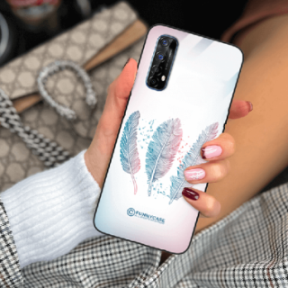 ETUI BLACK CASE GLASS NA TELEFON REALME 7 PIÓRA BOHO