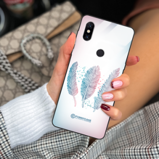 ETUI BLACK CASE GLASS NA TELEFON XIAOMI Mi MIX 3 PIÓRA BOHO