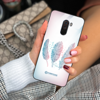 ETUI BLACK CASE GLASS NA TELEFON XIAOMI POCO F1 PIÓRA BOHO