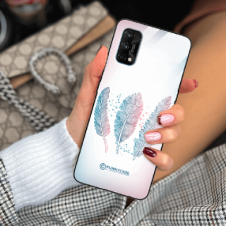 ETUI BLACK CASE GLASS NA TELEFON REALME 7 PRO PIÓRA BOHO