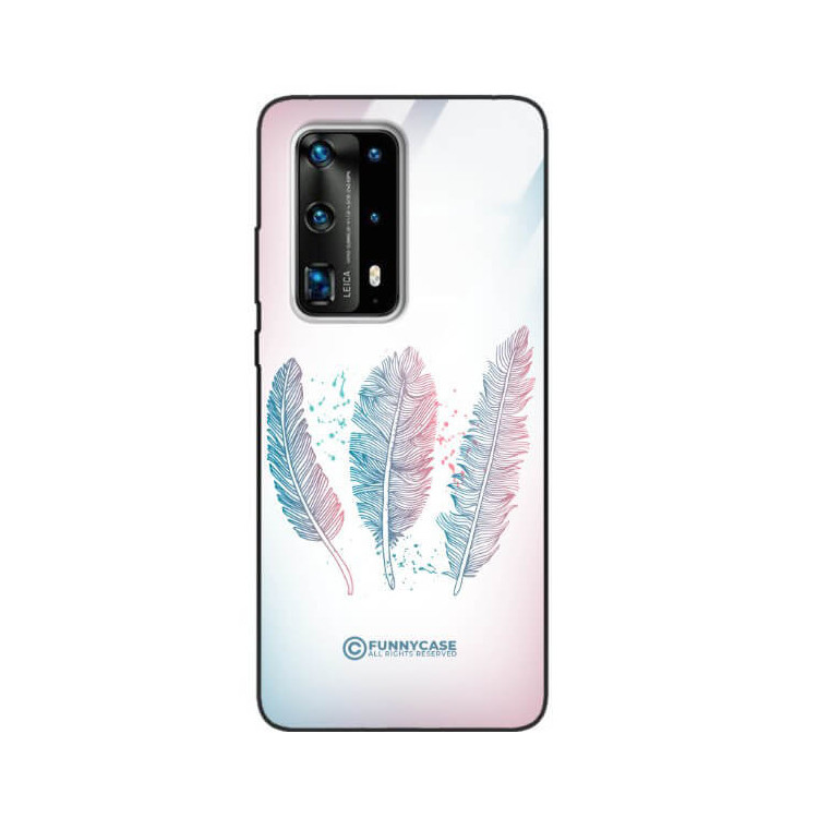 ETUI BLACK CASE GLASS NA TELEFON HUAWEI P40 PRO PLUS PIÓRA BOHO