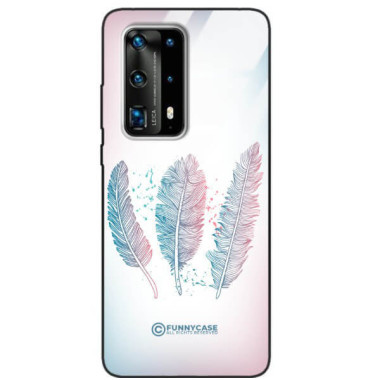 ETUI BLACK CASE GLASS NA TELEFON HUAWEI P40 PRO PLUS PIÓRA BOHO