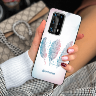 ETUI BLACK CASE GLASS NA TELEFON HUAWEI P40 PRO PLUS PIÓRA BOHO