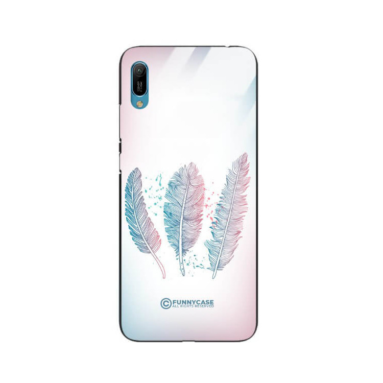 ETUI BLACK CASE GLASS NA TELEFON HUAWEI Y6 2019 PIÓRA BOHO