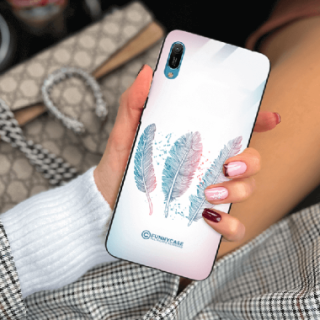 ETUI BLACK CASE GLASS NA TELEFON HUAWEI Y6 2019 PIÓRA BOHO