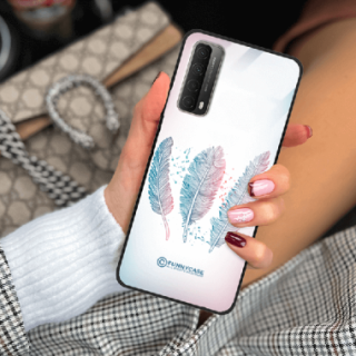 ETUI BLACK CASE GLASS NA TELEFON HUAWEI P SMART 2021 / Y7a PIÓRA BOHO