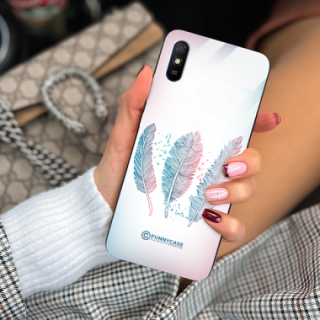 ETUI BLACK CASE GLASS NA TELEFON XIAOMI REDMI 9A PIÓRA BOHO