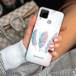 ETUI BLACK CASE GLASS NA TELEFON REALME C15 PIÓRA BOHO