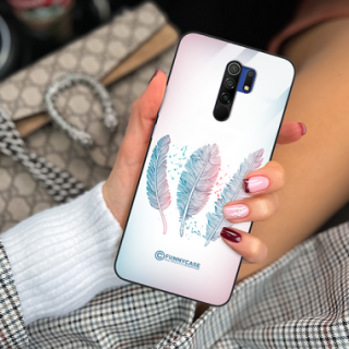 ETUI BLACK CASE GLASS NA TELEFON XIAOMI REDMI 9 PIÓRA BOHO