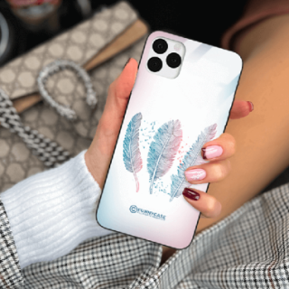 ETUI BLACK CASE GLASS NA TELEFON APPLE IPHONE 11 PRO PIÓRA BOHO