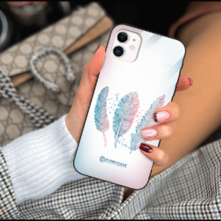 ETUI BLACK CASE GLASS NA TELEFON APPLE IPHONE 11 PIÓRA BOHO