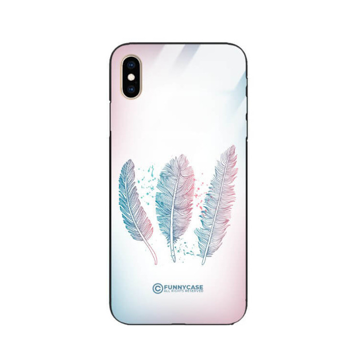 ETUI BLACK CASE GLASS NA TELEFON APPLE IPHONE XS MAX PIÓRA BOHO