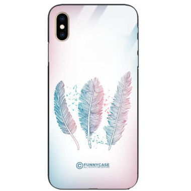 ETUI BLACK CASE GLASS NA TELEFON APPLE IPHONE XS MAX PIÓRA BOHO